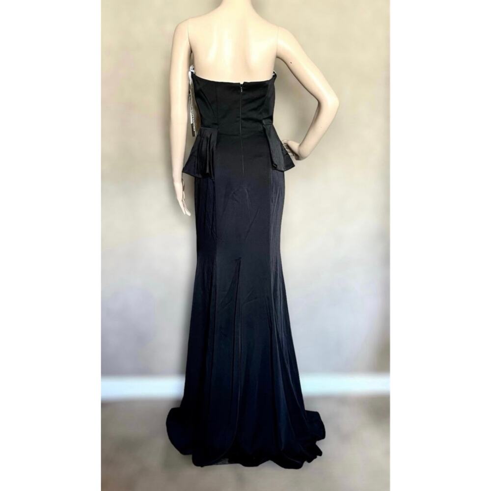 NWT Viranski Dancing Queen Black Beaded Strapless Sweetheart Peplum Mermaid Gown - Picture 4 of 9